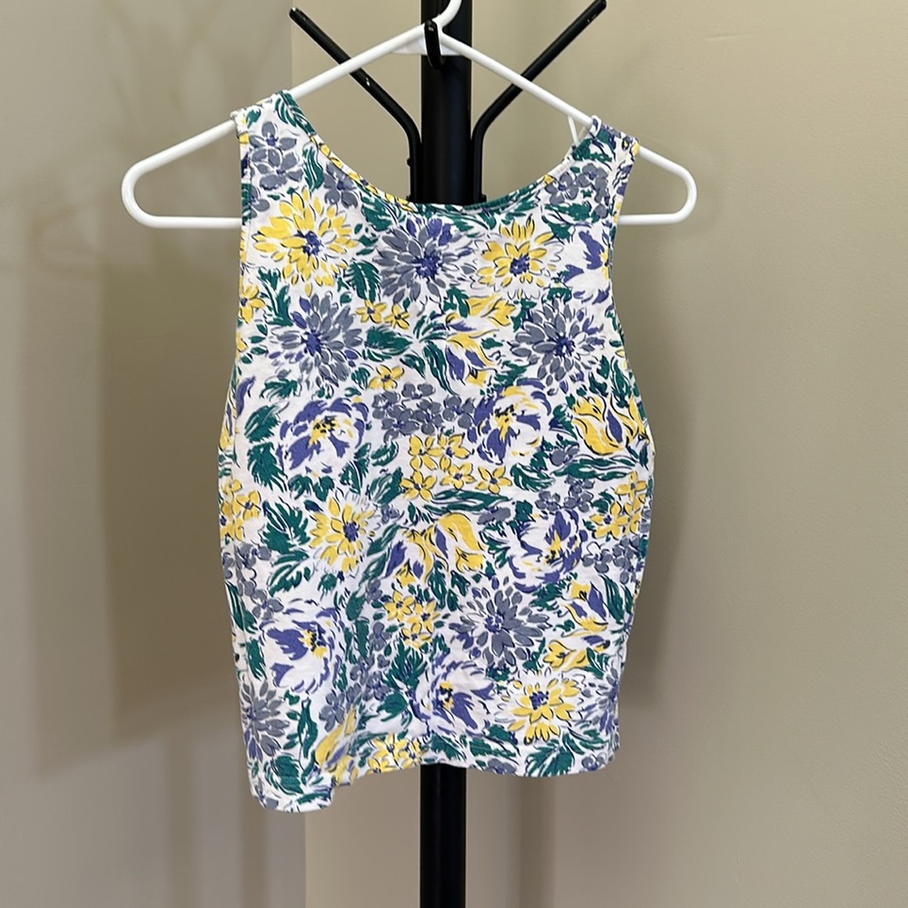 Laura Ashley floral blue and yellow tank top - Picture 4 of 4